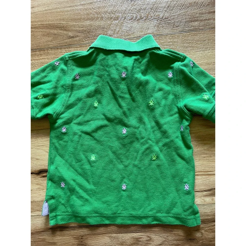 Kitestrings Polo Shirt Kids 3T Green Embroidered Diamond Pique Short Sleeve